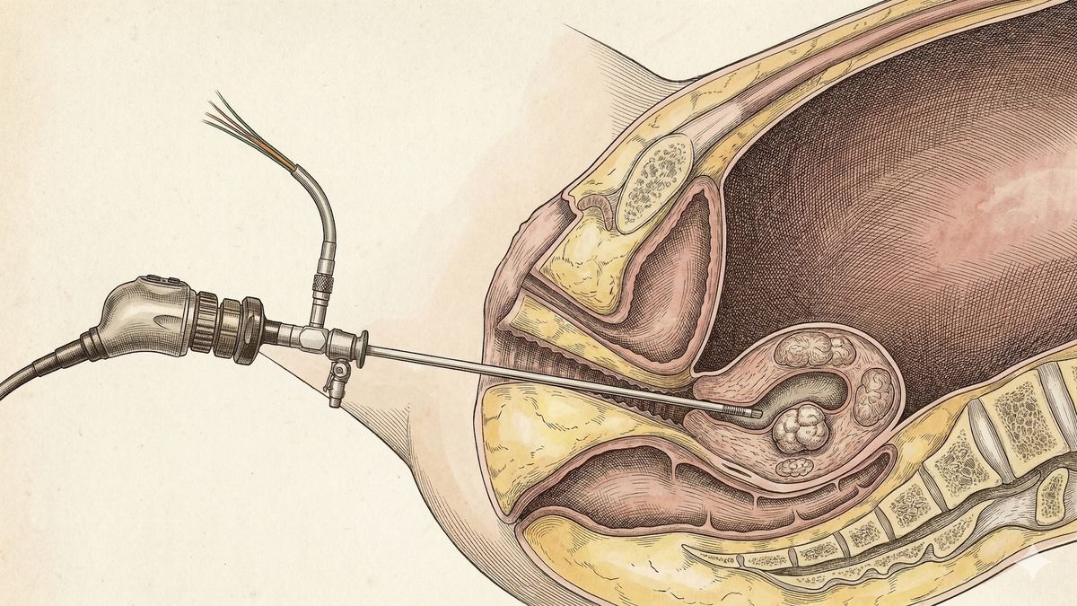 Hysteroscope within the uterus